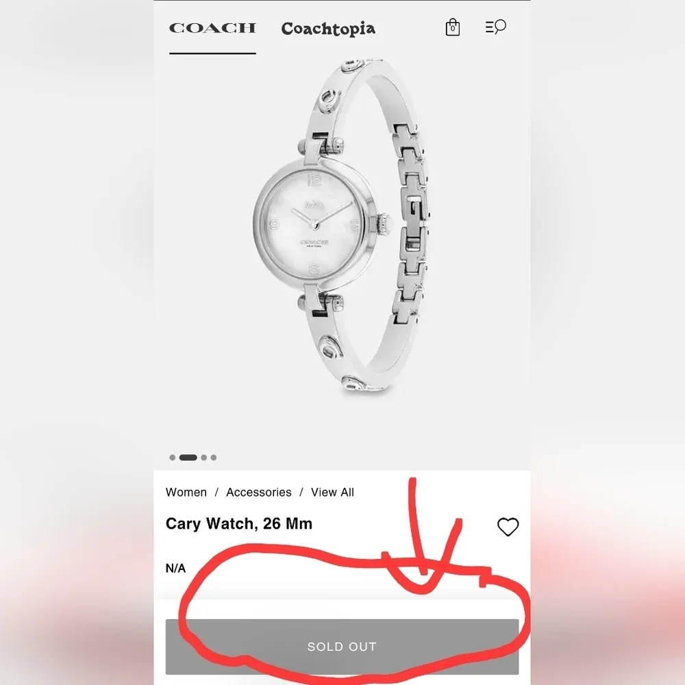🩶▪️ COACH▪️ Cary Mother-Of-Pearl Bracelet silver watch 26mm